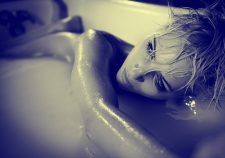 Bathtub Wet Hot Blonde Girl Grayscale