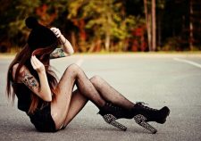 Bow Sexy High Boots Torn Erotic Stockings Hat Girl