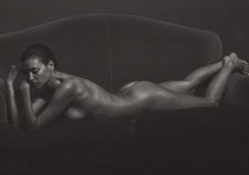 Irina Shayk Nude Completely Posing Black And White Photo