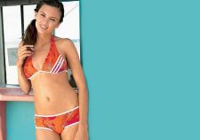 Jennifer Lamiraqui Hot Red Bikini Smiling