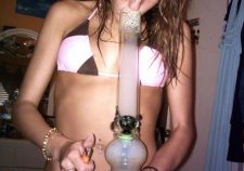 Naked Girl Smoking Bong