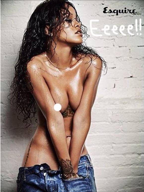 Rihanna Naked Topless Posing Nude For Magazine