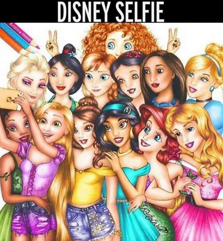 All Disney Princesses Taking A Selfie