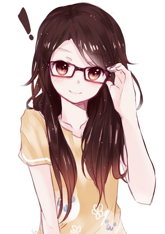 Anime Girl With Brown Hair Glasses