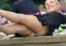 Candid Sitting Upskirt Panties