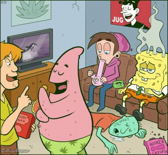 Cartoon Characters Smoking Weed