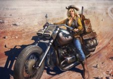 Drawing Hot Babe Girl On Bike Dust