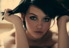 Eyes Pulling Hair Brunette Woman Erotic Teen Blue Girl