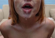 Facialized Tramp How To Cream A Redhead Pussy And Tits Nude Shaved Muff