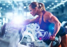 Fitness Dumbbells Muscles Blonde Bodybuilder