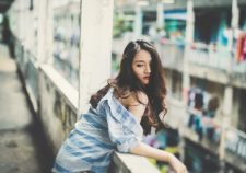 Girl Look Red Lips Asian