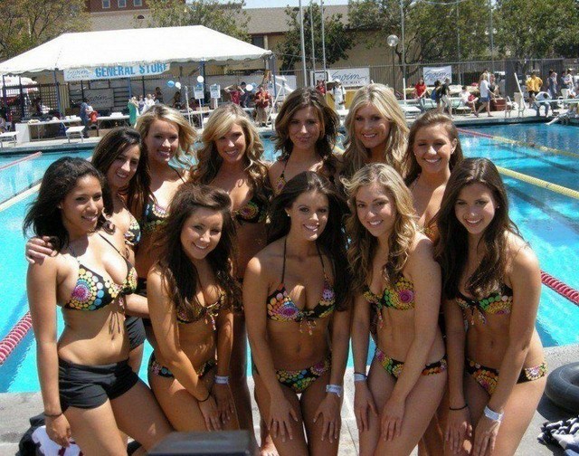 High School Girls Bikinis Pool