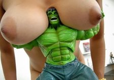 Incredible Hulk Holding Tits