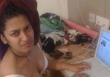 Naked Girl Working On Computer