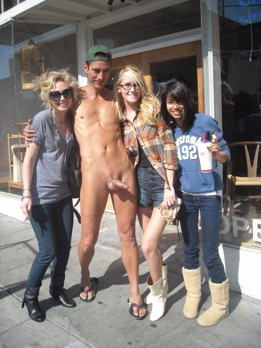 Public Naked Man Clothed Woman