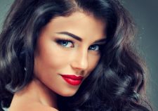 Red Erotic Lips Sexy Girl Blue Eyes