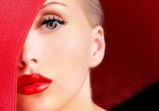 Red Lips And Hat Blonde Beautiful