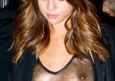 Selena Gomezs Nips Visible While Out Braless In A See Thru Top