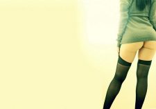 Sexy Legs Stockings Ass Girl Sweater Brunette