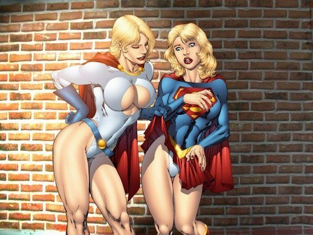 Sexy Power Girl And Supergirl