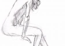 Sitting Female Nude Pencil Sketches