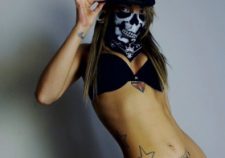 Skull Scarf Cap Black Bra Hello Kitty Tattoo Abdomen X