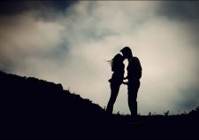 Teen Couple Kissing Silhouette