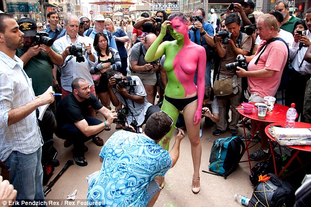 Times Square Topless Painted Women