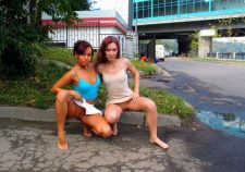 Two Redhead Lesbians At Public Park In Moscow