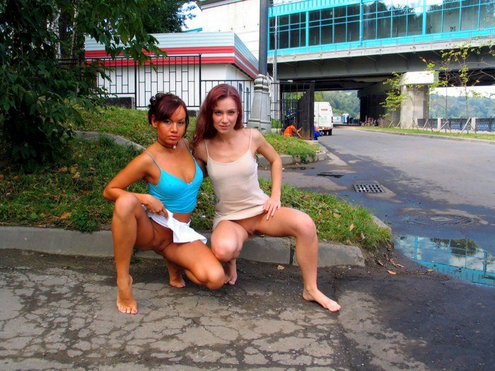 Two Redhead Lesbians At Public Park In Moscow