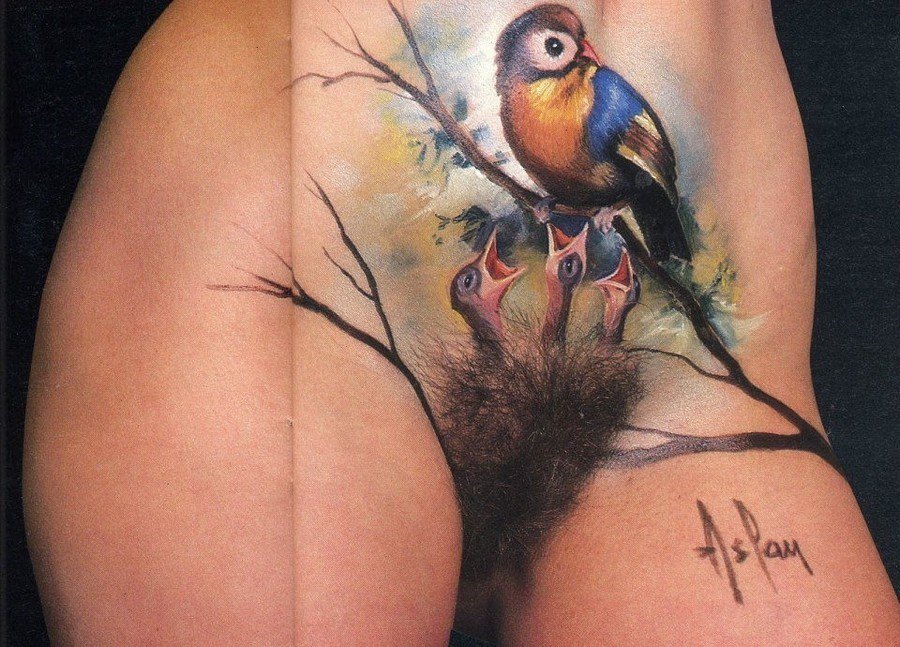 Woman Body Paint Pubic
