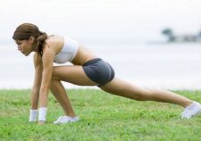 Woman Stretch Sport Brunette Grass