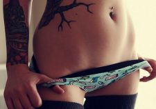 Arm And Tummy Tattoos Panties Pulled Down Girl